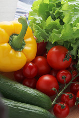 Bright vegetables at the table