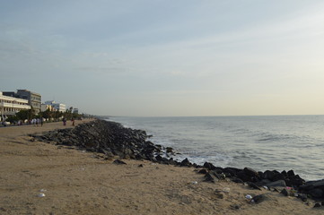 Fototapeta na wymiar Promenade Beach, Pondicherry