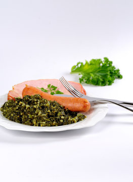 Gr&uuml;hnkohl, Kassler und Bregenwurst