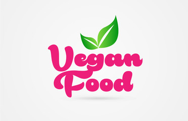 vegan food pink green leaf word text logo icon