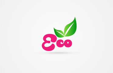 eco pink green leaf word text logo icon