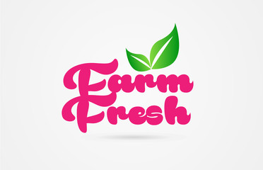 farm fresh pink green leaf word text logo icon