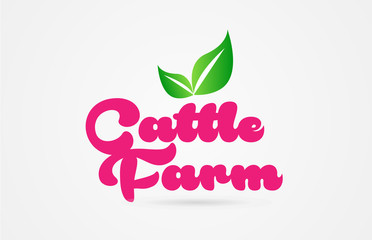 cattle farm pink green leaf word text logo icon