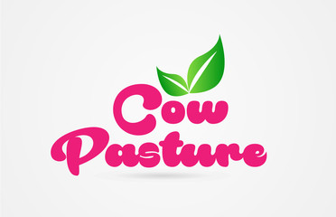 cow pasture pink green leaf word text logo icon