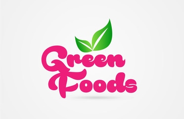 green foods pink green leaf word text logo icon