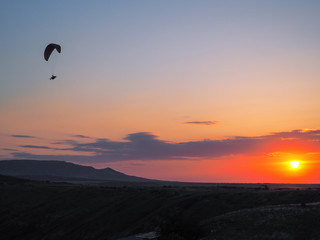 Paragliding at the mountain voloshin at the koktebel crimea