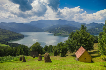 Obraz premium lake and mountain landscape. Carpathians, Romania