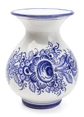 Vase painted with blue flowers
