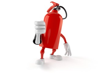 Naklejka premium Fire extinguisher character with thumbs down gesture