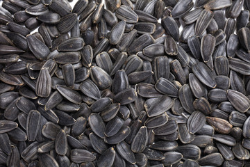 Macro view of natural organic sunflower seeds on background