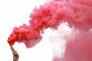 Bombes fumigènes avec de la fumée rouge