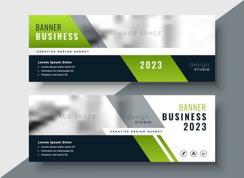 green geometric business banner with image space