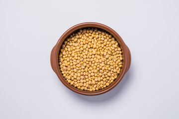 Macro view of natural organic kidney soya beans on background