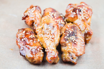 fried chicken wings, close-up