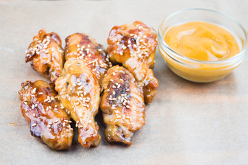 fried chicken wings and curry sauce