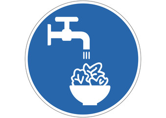 Gebotsschild Salat waschen