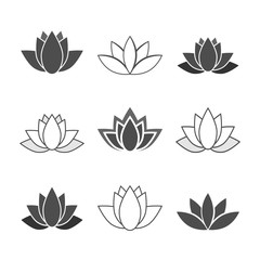 Lotusblüten - Iconset (Grau)