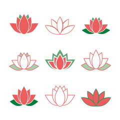 Lotusblüten - Iconset (Rosa/ Grün)