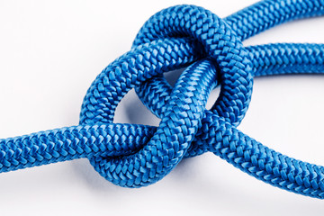 Rope knot close up on a white background.