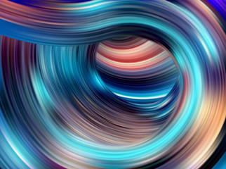 Fototapeta premium Colorful flow background. Realistic blue tunnel.