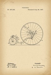 1887 Patent Velocipede wheel Bicycle archive history invention