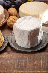Belgian white mold soft cow milk cheese Bouquet des Moines from Abbey of Val-Dieu close up