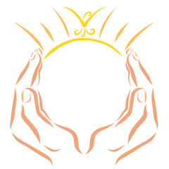 the sun with a flying bird in thoughtful hands