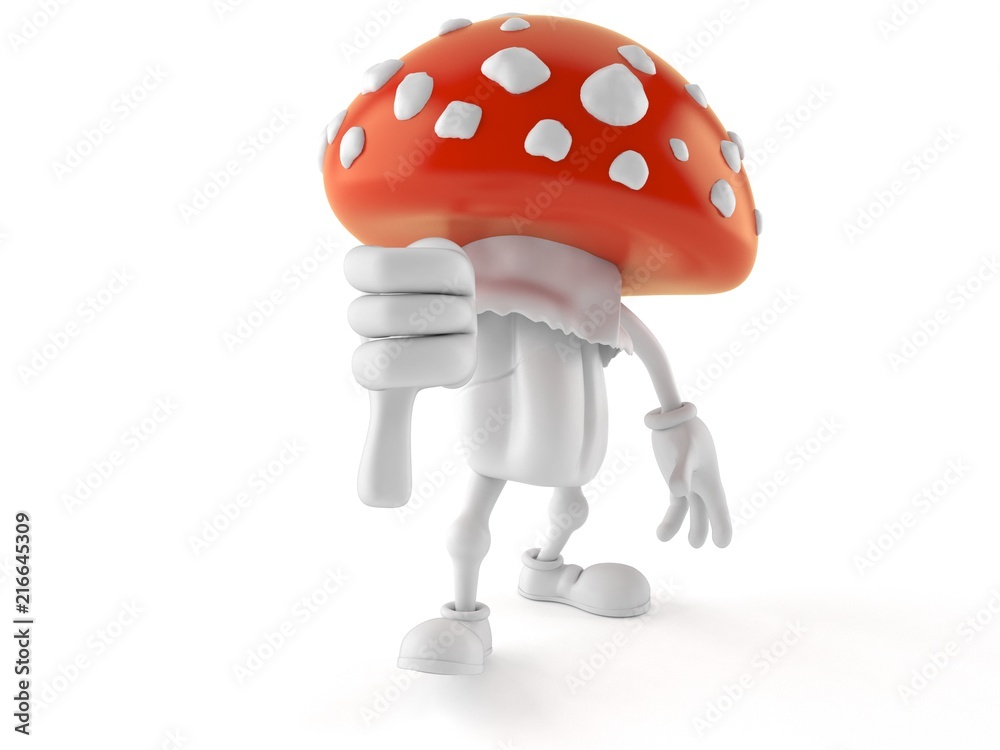 Sticker Toadstool character with thumbs down gesture