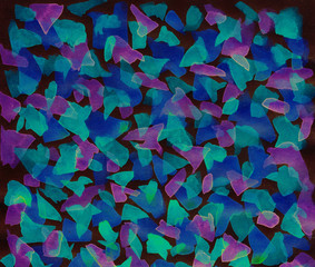 Terrazzo abstract mosaic texture, watercolor colorful background with chaotic neon stains. Modern hand-drawing illustration for design