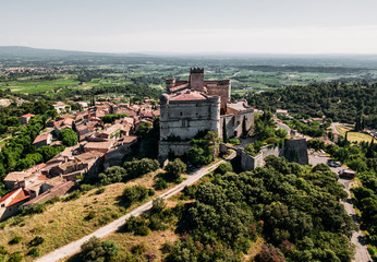 Fototapeta na wymiar aerial view to Le Barroux, France (Provence)