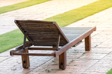 Wooden sun loungers Put on the pitch