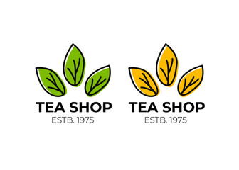 Fototapeta premium Tea leaf logo. Green tea vector icon