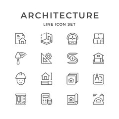 Set line icons of architectural