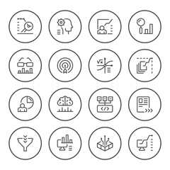Set round line icons of data analytics