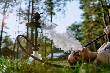 hookah in the forest smoke girl
