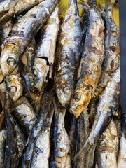 Grilled sardines with olive oil