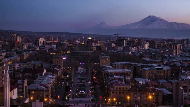Timelapse of a sunset in Yerevan, Armenia
