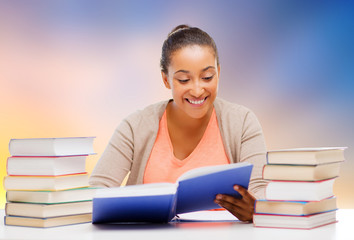 education, school and knowledge concept - international student girl studying in college