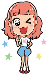 個性的な女子のイラスト素材