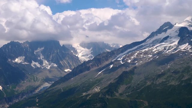 POV Para-Glider footage over the French Alpine town of Chamonix.