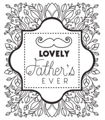fathers day frame with leafs and mustache vector illustration design