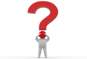 3d illustration Question Mark. 3D. 3d small people - complicated questionmark
