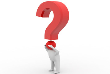 3d illustration Question Mark. 3D. 3d small people - complicated questionmark
