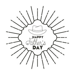 fathers day frame sunburts with elegant hat vector illustration design