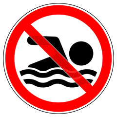 srr413 SignRoundRed - german - Verbotszeichen: Badeverbot / Baden und schwimmen verboten - english - prohibition sign - no swimming allowed - xxl g6428 - obrazy, fototapety, plakaty