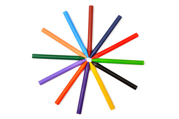 Naklejka premium bunch of colored pencils isolated on white background
