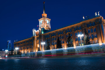 Fototapeta na wymiar Yekaterinburg beautiful building at night