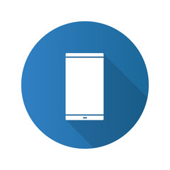 Smartphone flat design long shadow glyph icon