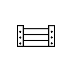 Wooden Vegetable Box, Fruit Harvesting Drawer. Flat Vector Icon illustration. Simple black symbol on white background. Wooden Vegetable Box, Fruit Drawer sign design template for web mobile UI element