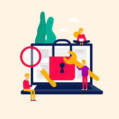 Data protection, cyberattacks. Flat style vector illustration.
